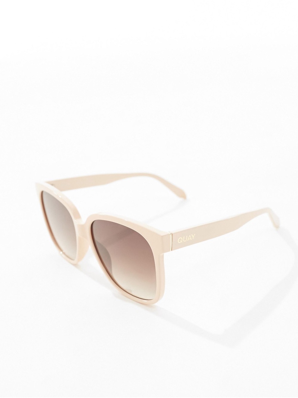 Quay Women's Wide Awake Square Beige Square Sunglasses Gradient Lenses NWOT